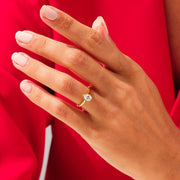 Pear Cut Real Moissanite Bezel Set Solitaire Ring 14K Gold Plated